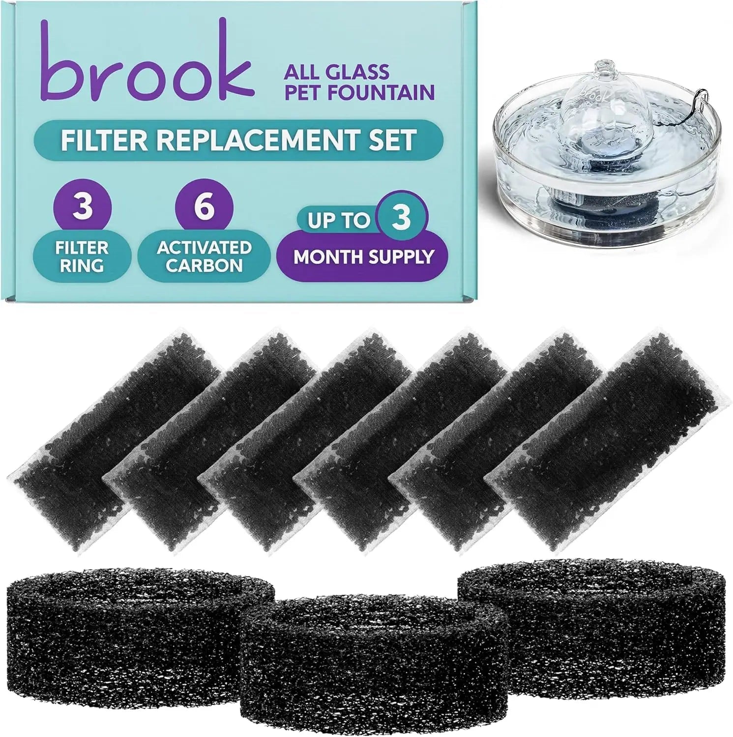 3-Month Filter Replacement Set for Brook Pet Fountains - Brook
