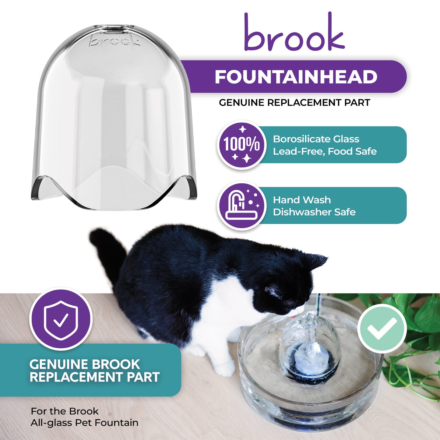 Glass Fountainhead Replacement Part