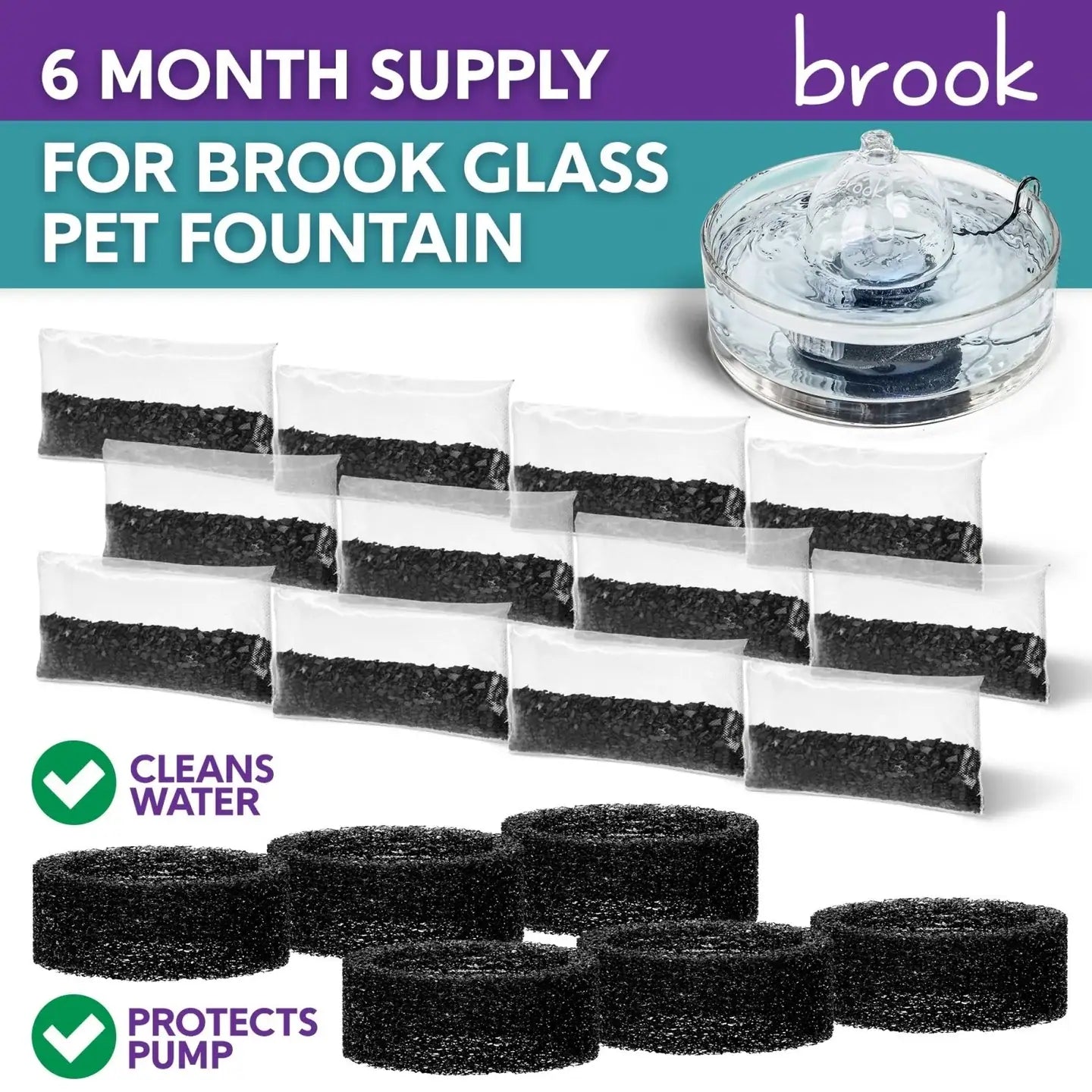 3-6 Months Filter Replacement Set for Brook Pet Fountains