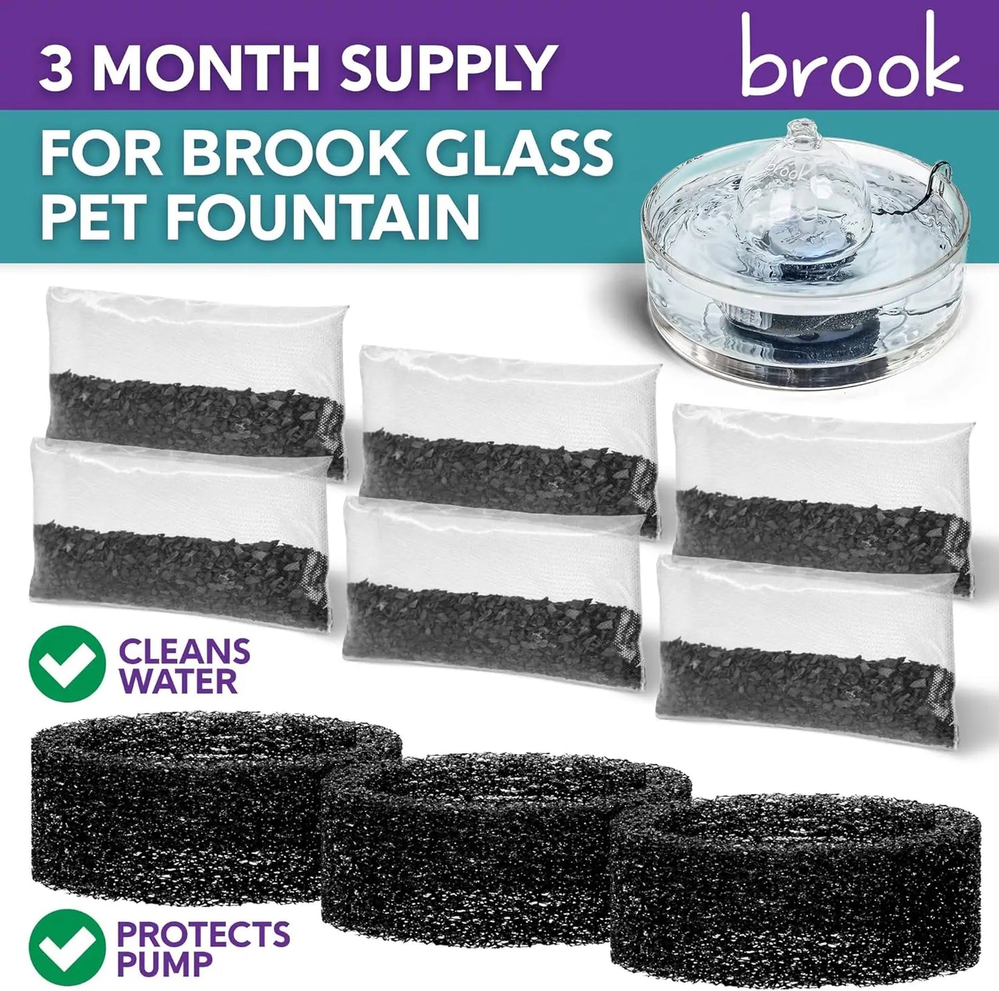 3-Month Filter Replacement Set for Brook Pet Fountains