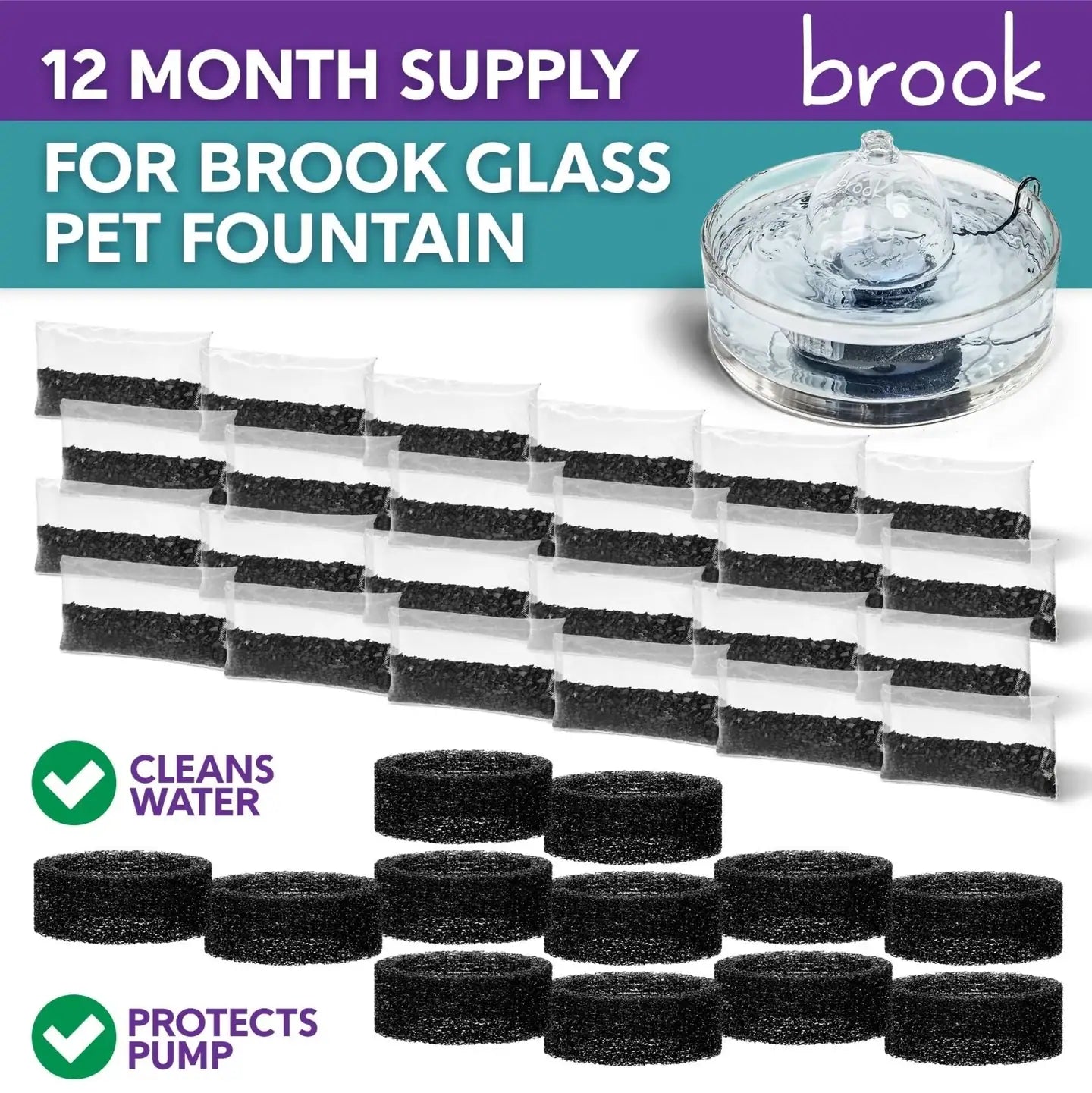 6-12 Months Filter Replacement Set for Brook Pet Fountains