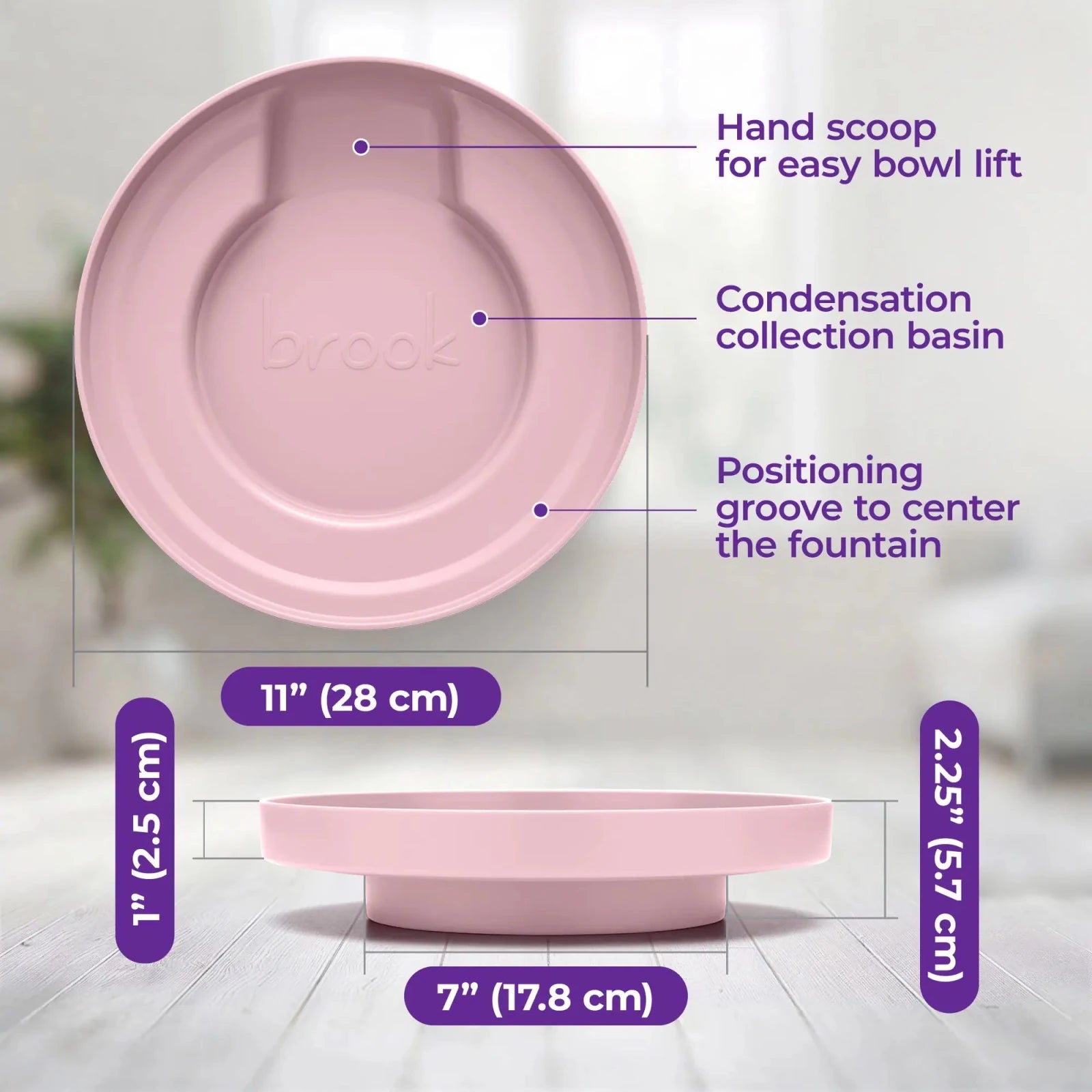 Pink Brook Fountain Stand – Carry Tray for Glass Cat & Dog Fountains - Brook