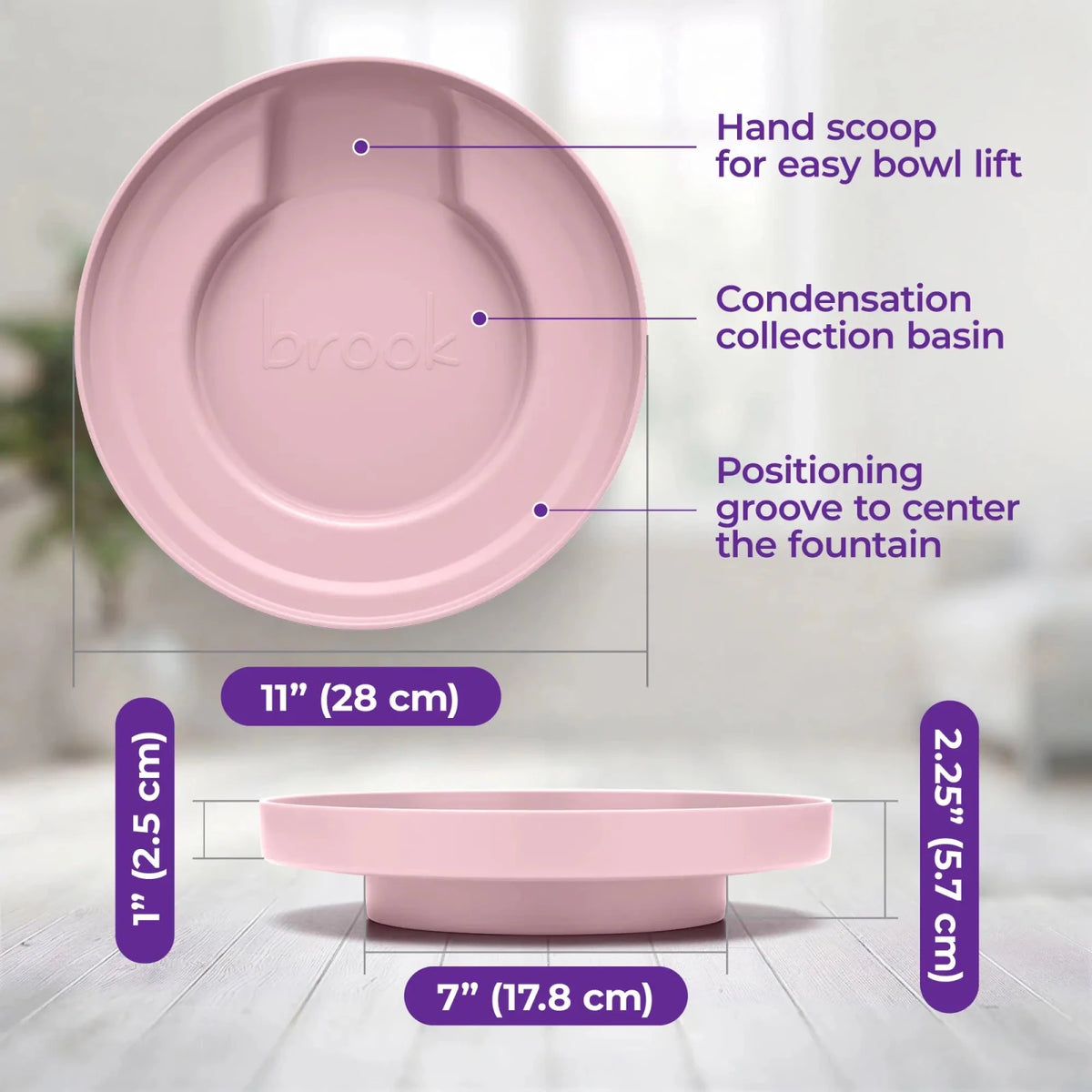 Pink Brook Fountain Stand – Carry Tray for Glass Cat & Dog Fountains - Brook