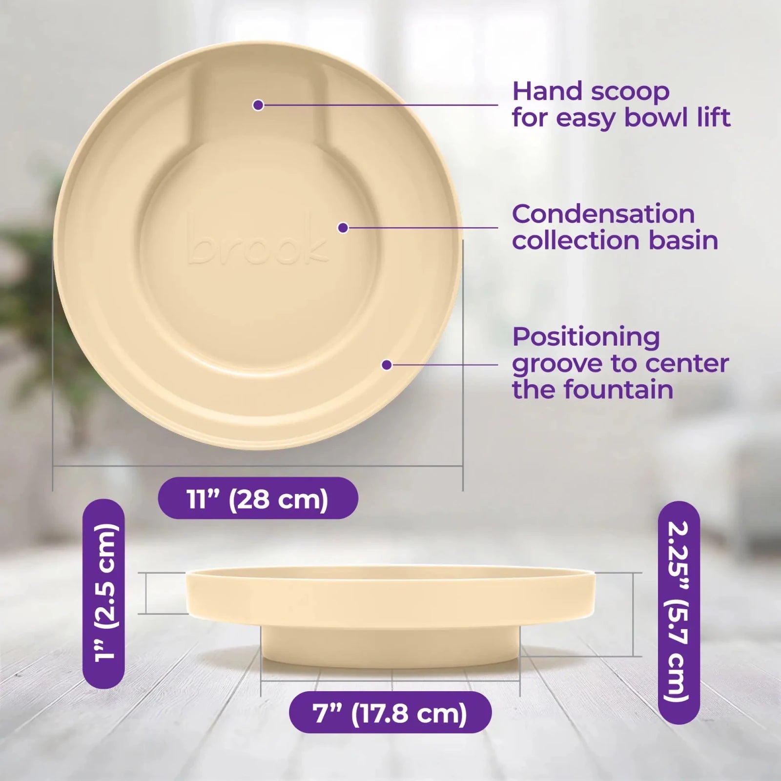 Beige Brook Fountain Stand – Carry Tray for Glass Cat & Dog Fountains - Brook
