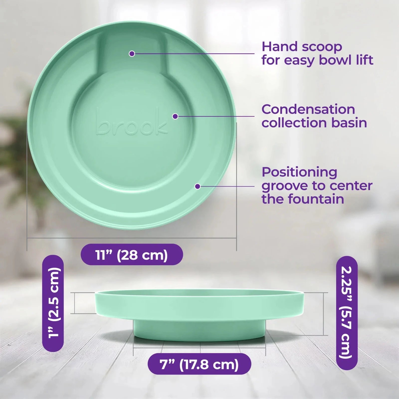 Green Brook Fountain Stand – Carry Tray for Glass Cat & Dog Fountains - Brook