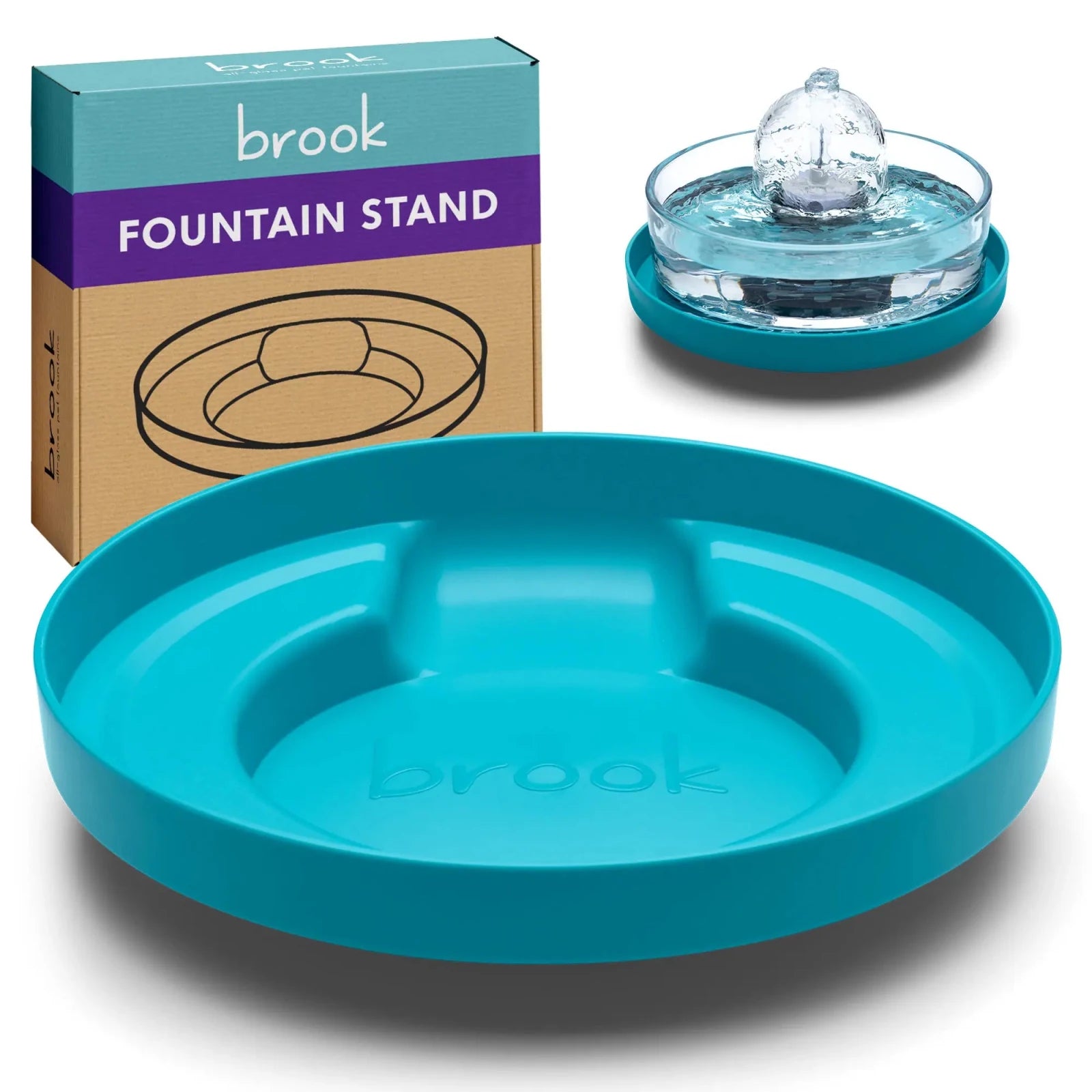 Teal. Brook Fountain Stand – Carry Tray for Glass Cat & Dog Fountains - Brook