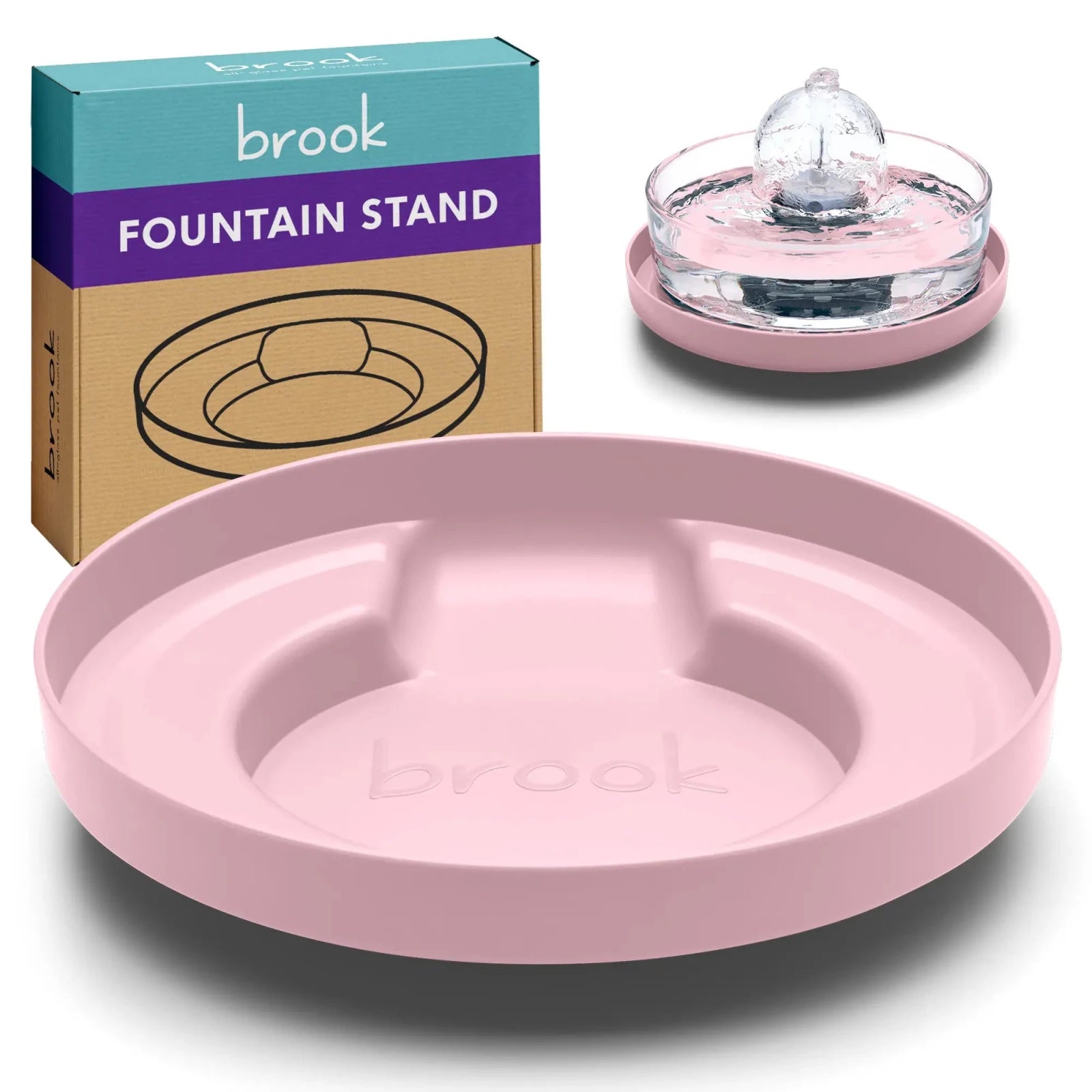 Pink. Brook Fountain Stand – Carry Tray for Glass Cat & Dog Fountains - Brook