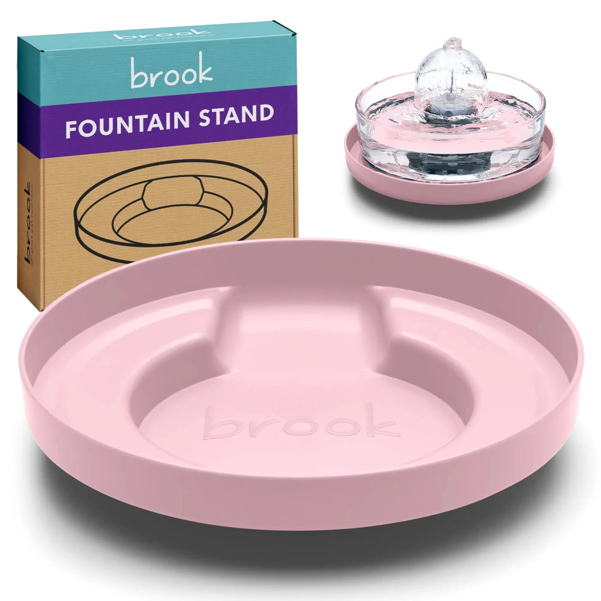 Pink. Brook Fountain Stand – Carry Tray for Glass Cat & Dog Fountains - Brook
