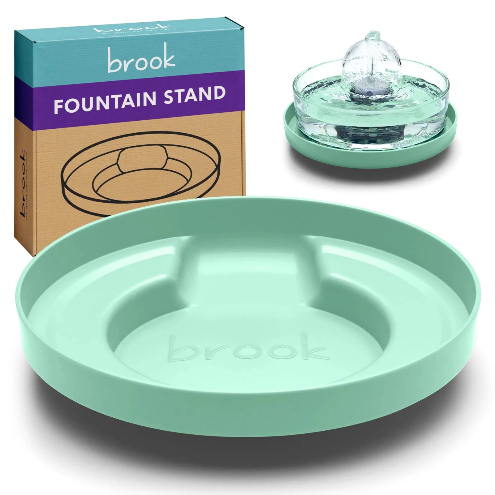 Green Brook Fountain Stand – Carry Tray for Glass Cat & Dog Fountains - Brook