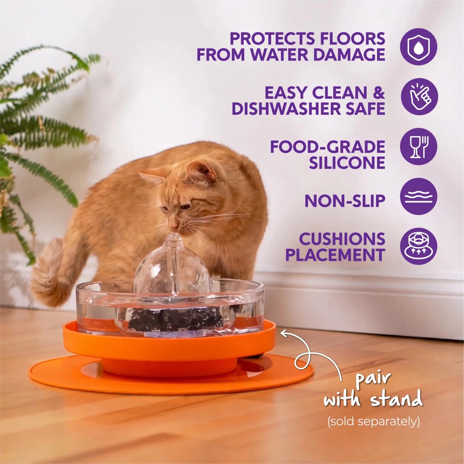 Brook Splash Mat – Silicone Mat for Glass Cat & Dog Fountains - Brook