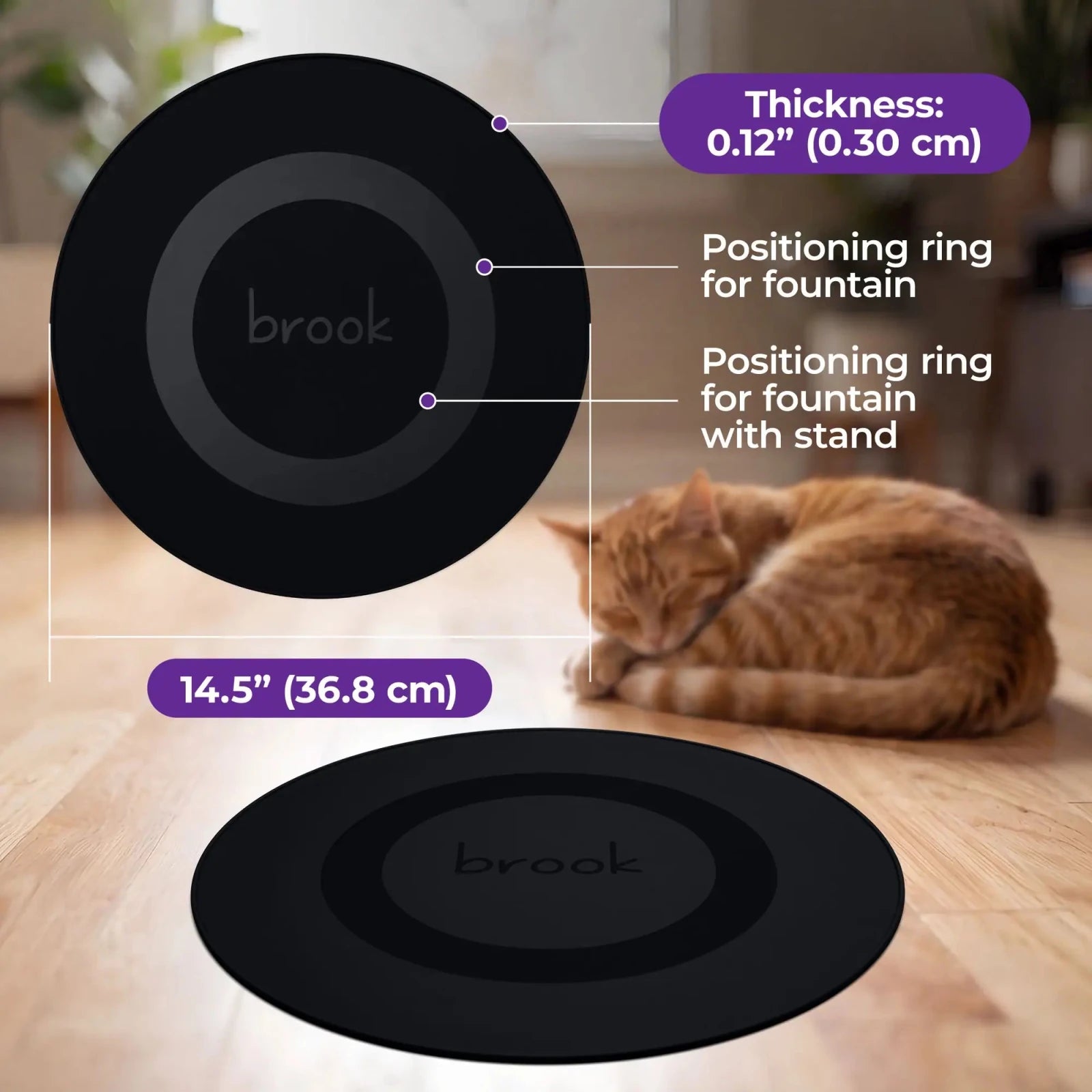 Brook Splash Mat – Silicone Mat for Glass Cat & Dog Fountains - Brook