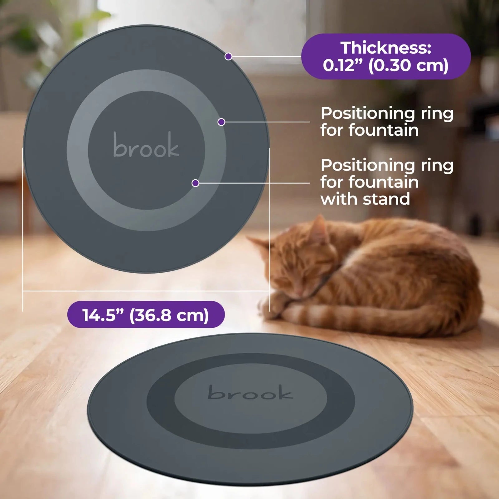 Brook Splash Mat – Silicone Mat for Glass Cat & Dog Fountains - Brook