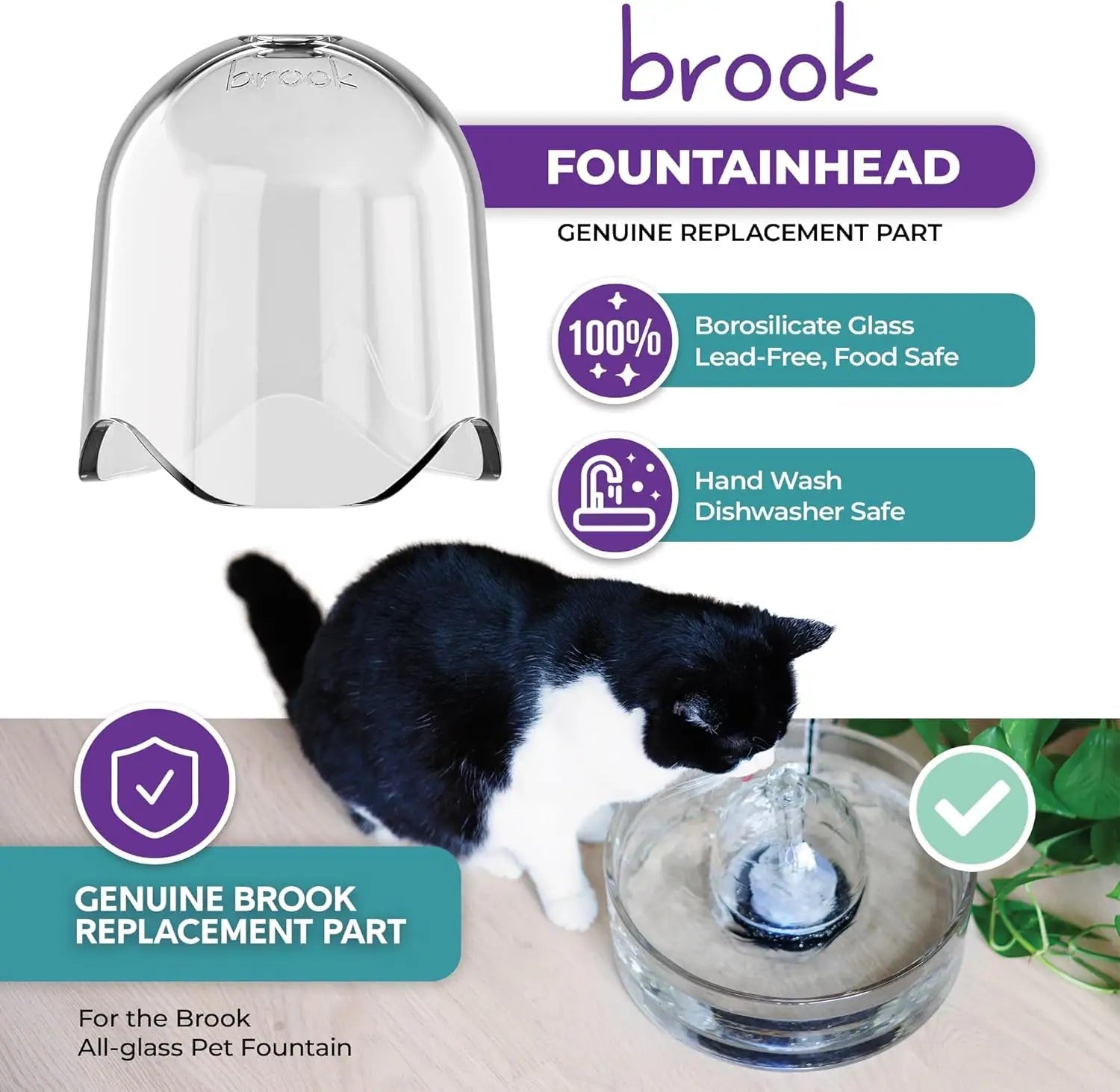 Glass Fountainhead Replacement for Brook Pet Fountains - Brook