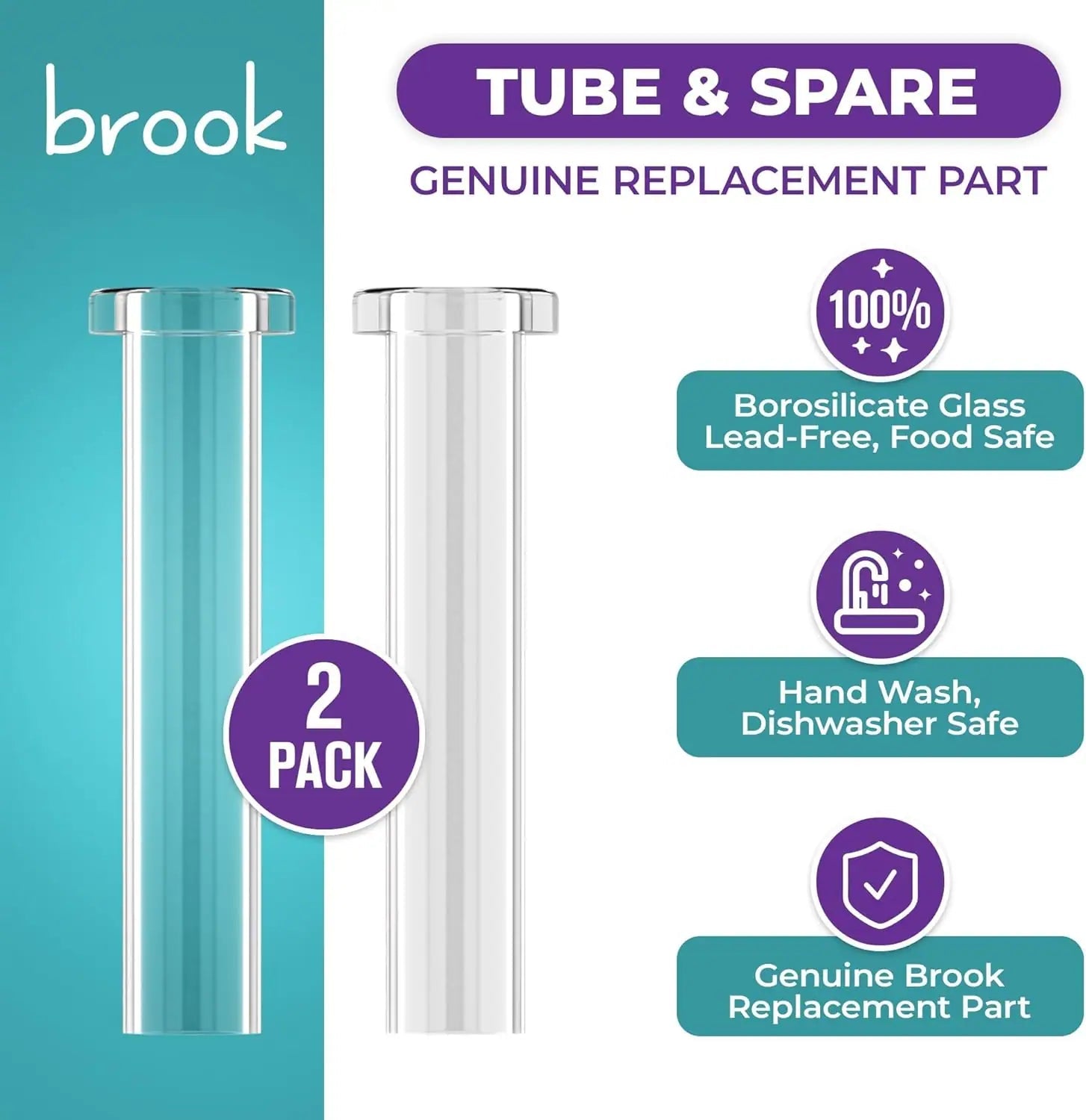 Glass Tube Replacement Part (x2) for Brook Pet Fountains - Brook